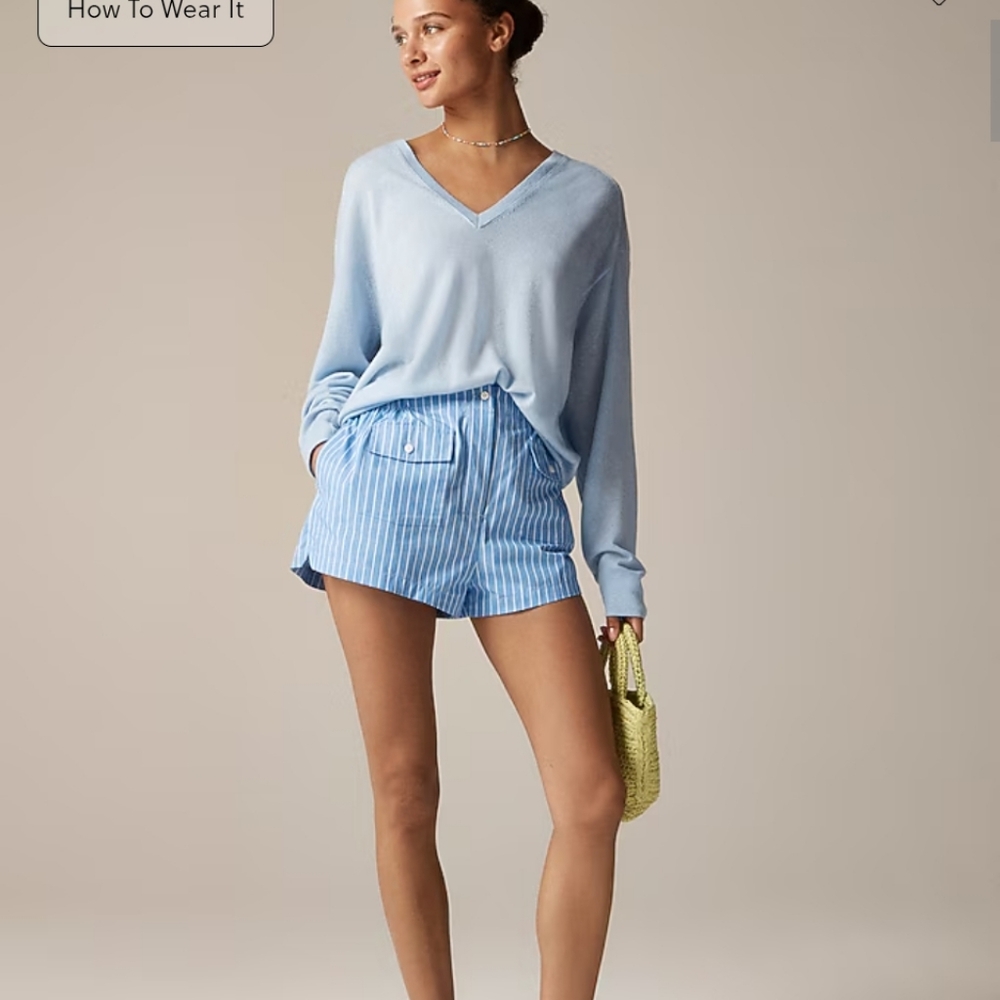 J. Crew Pale Blue V-Neck Lightweight Sweater